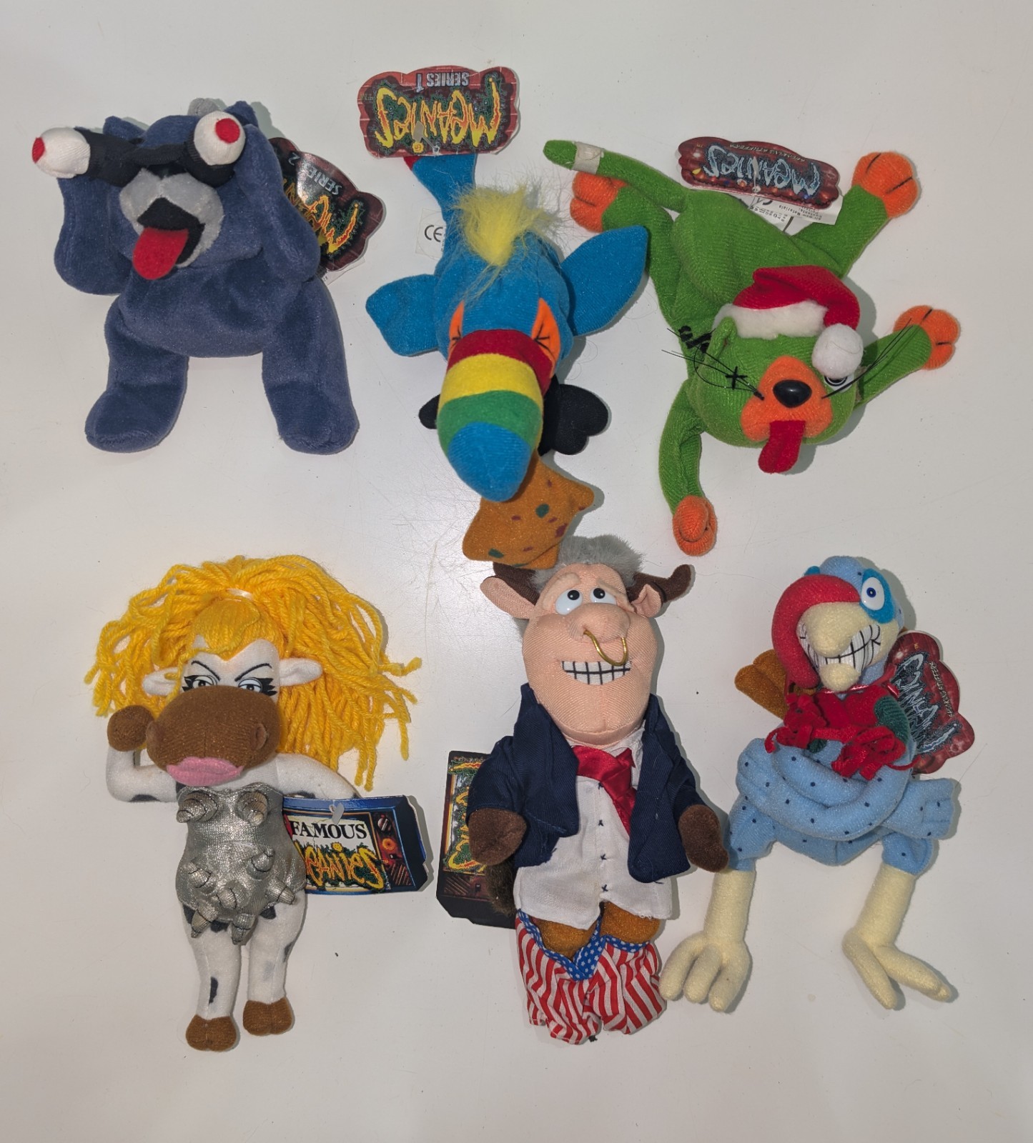 Vintage Meanies Spoof Beanie Plush - Lot of 6 NWT Series 1 & 2 & Infamous Shock