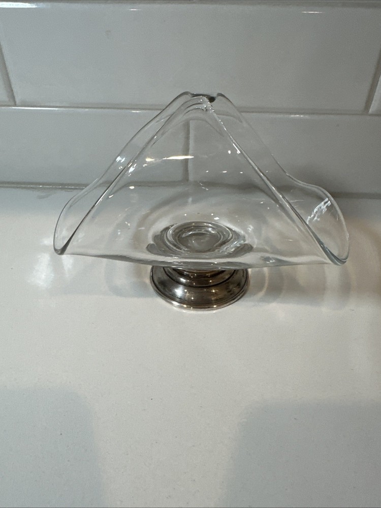 Benjamin & John Yapp Sterling Silver base & Glass Bowl w/ Split Handle