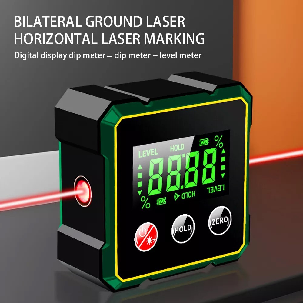 Digital Angle Finder W/ Laser Level Inclinometer Magnetic Angle Gauge Protractor