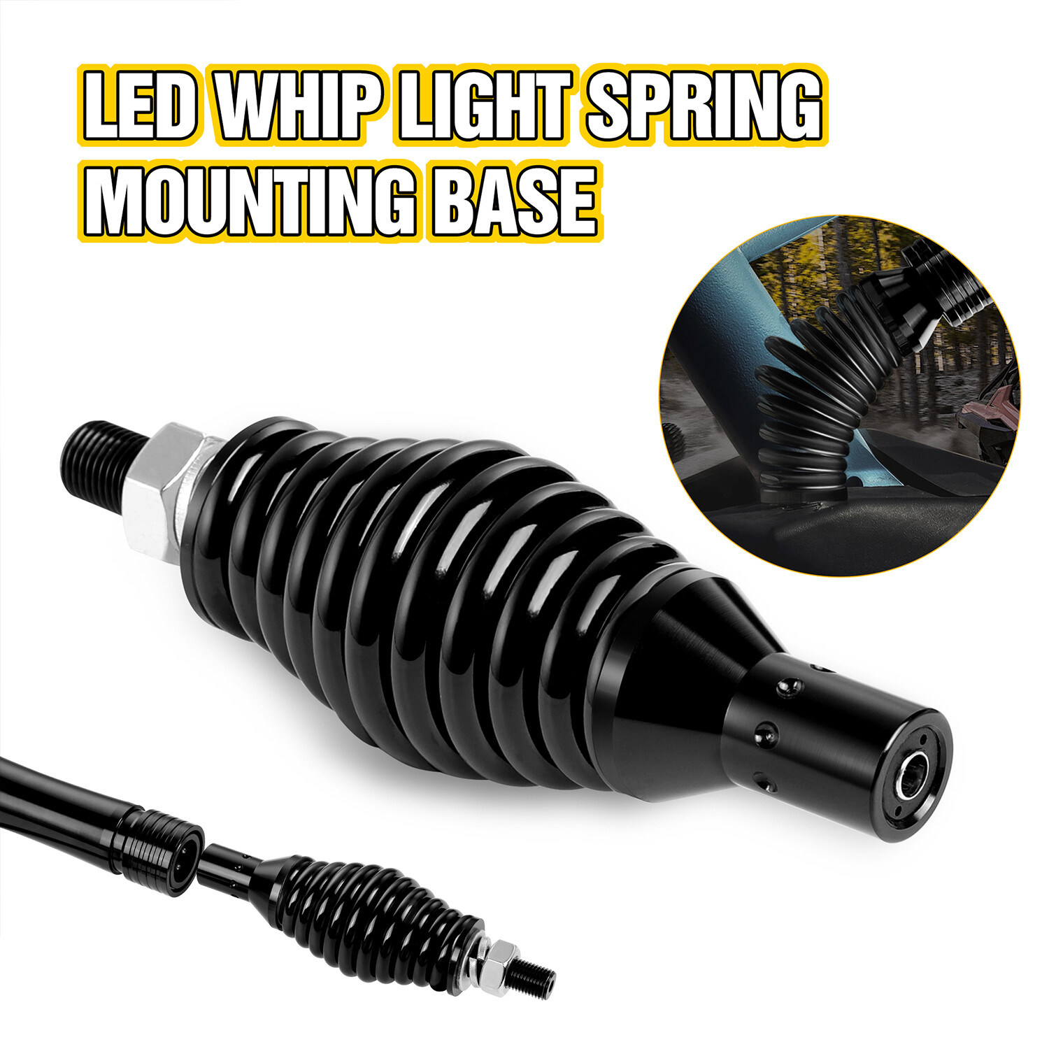 RGB LED Whip Light UTV Spring Mounting Bracket Antenna For Can-Am X3 Polaris RZR