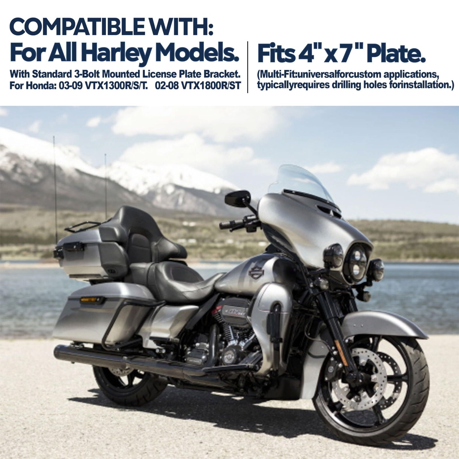 Curved Laydown License Plate Mount with Frame Harley Davidson License Plate Moun