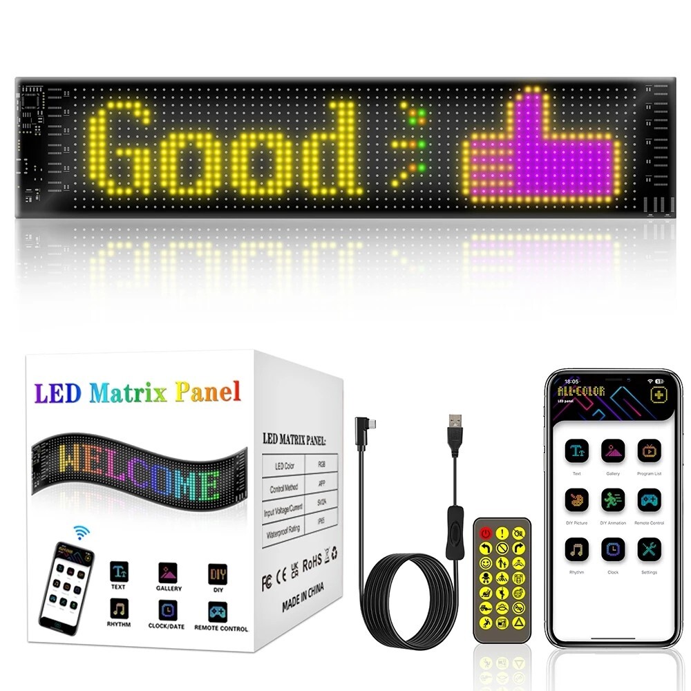 DIY Programmable Car LED Sign LED Matrix Pixel Panel Flexible LED Display