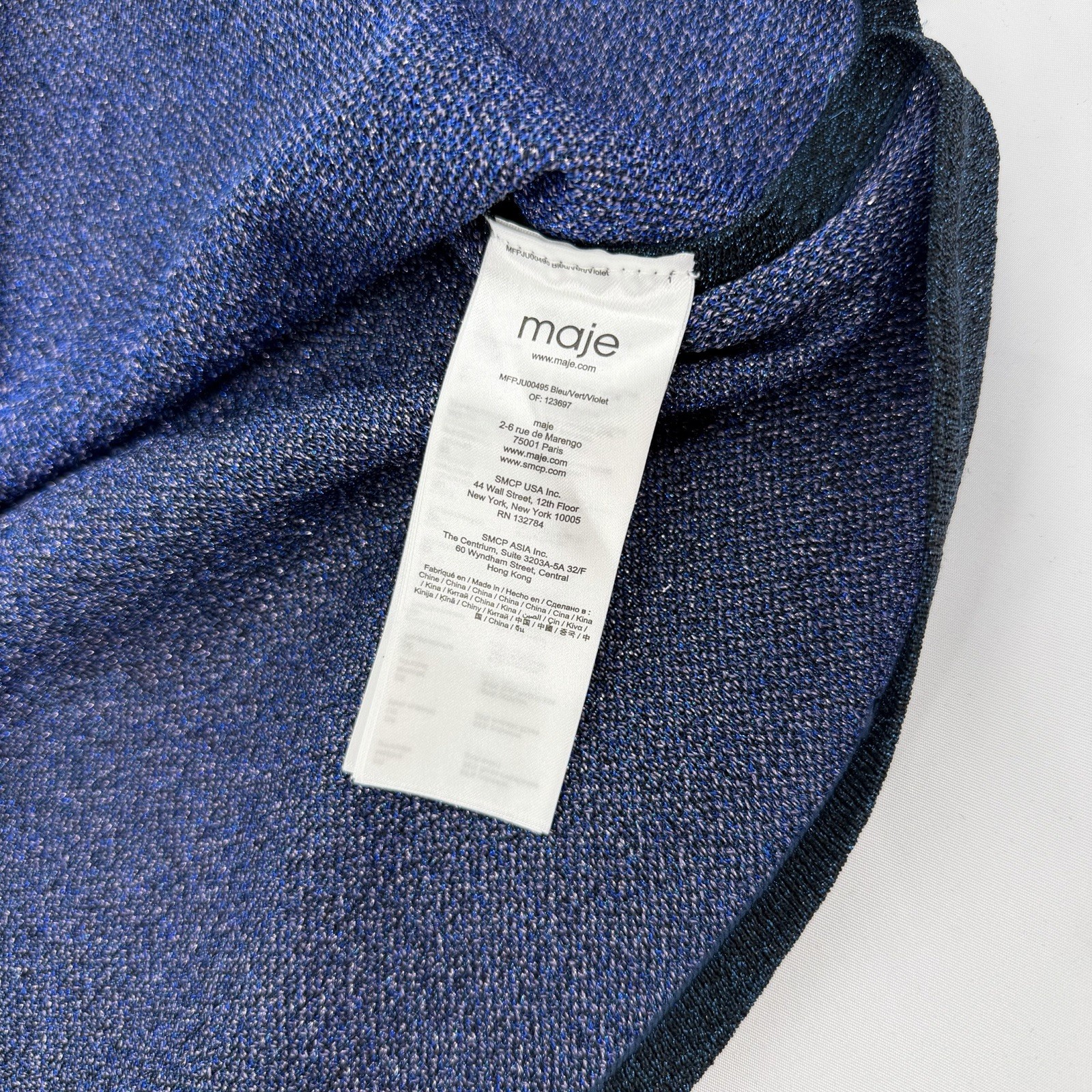 Maje 40/ L Jiseille Metallic Knit Mini Skirt Purple & Blue Ombre Stretch Pockets