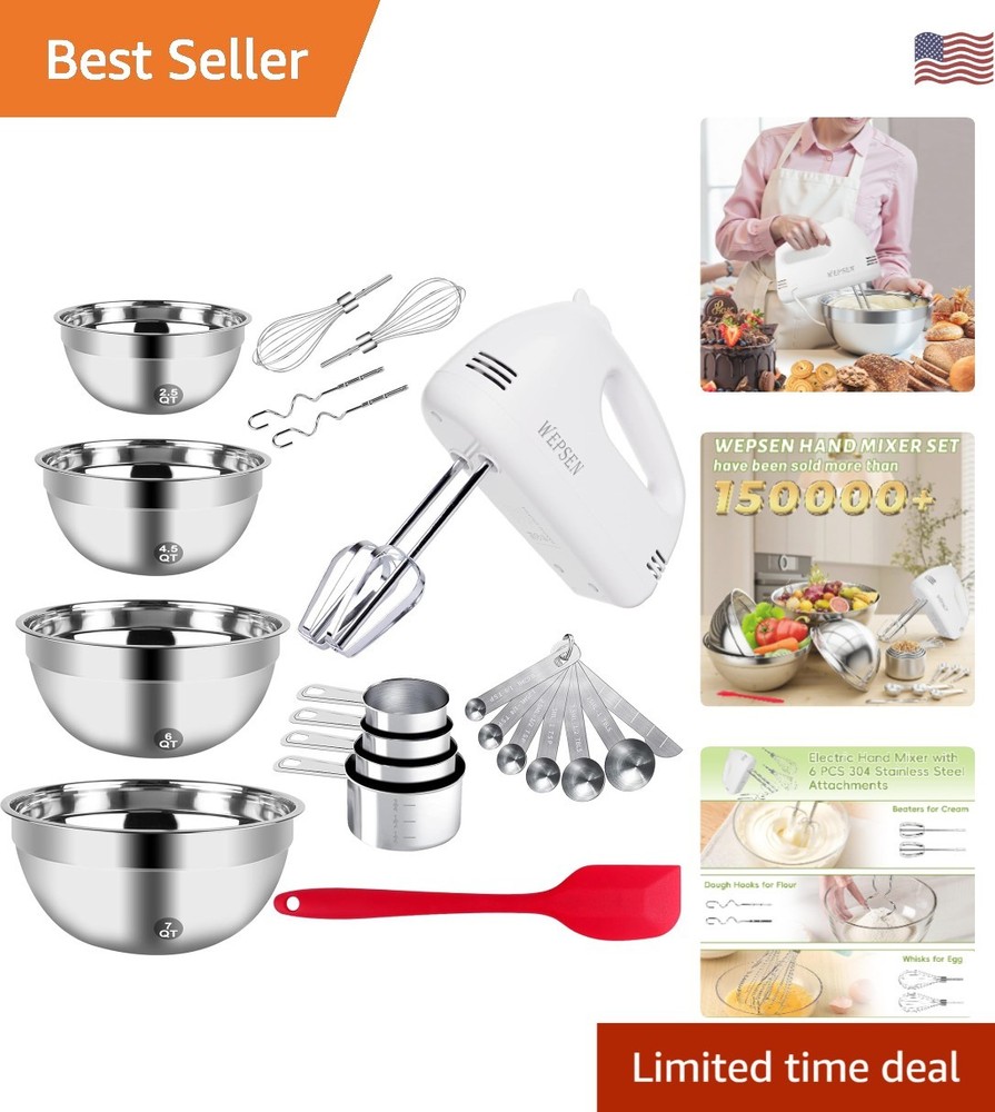Ultimate Kitchen Baking Set: 5-Speed Mixer, Nesting Bowls & Measuring Cups