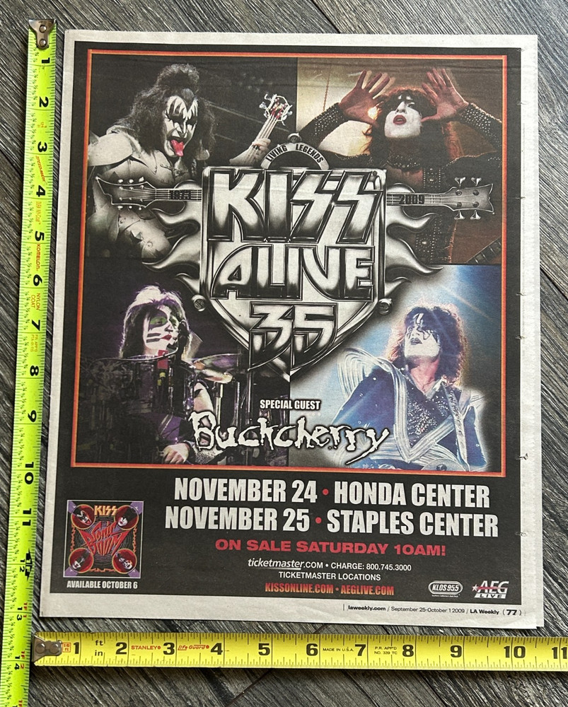 KISS Concert Ad Alive 35 Tour Los Angeles CA Nov 24 Anaheim Nov 25 Vintage Kiss