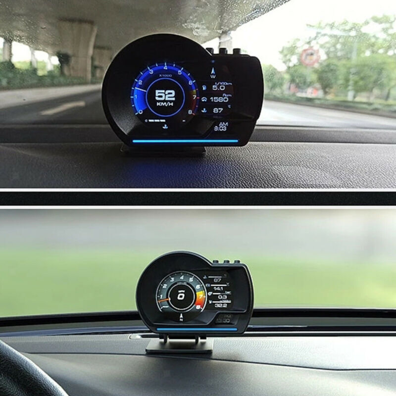 OBD2 GPS HUD Gauge Boost Scan Head-Up Display Speedometer 9 Different Interface