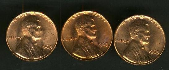 1963 P LINCOLN CENT BU GEM RED ROLL  # 2