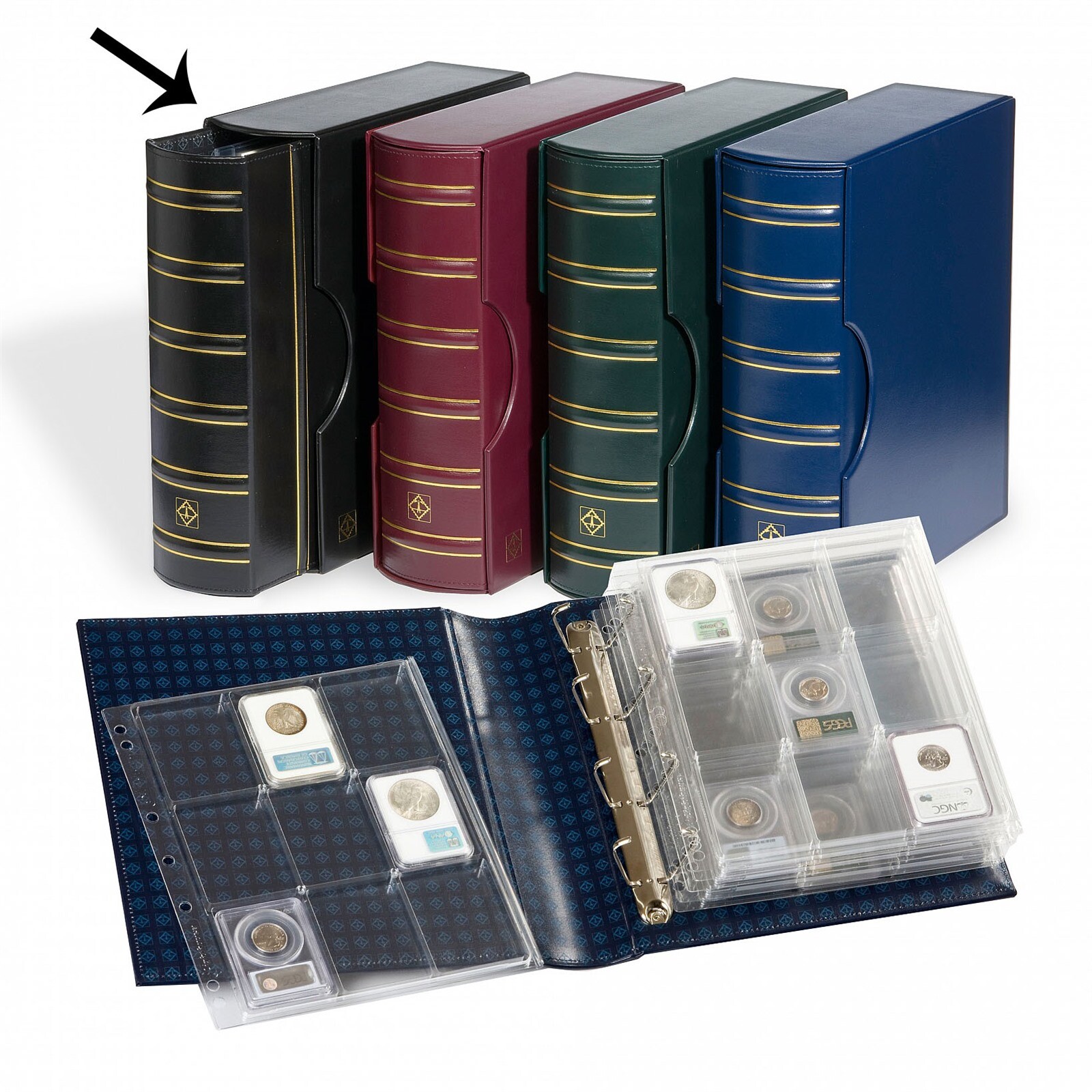 Lighthouse Grande Giant XL Binder & Slipcase w/6 Coin Slab Encap Pages Black New