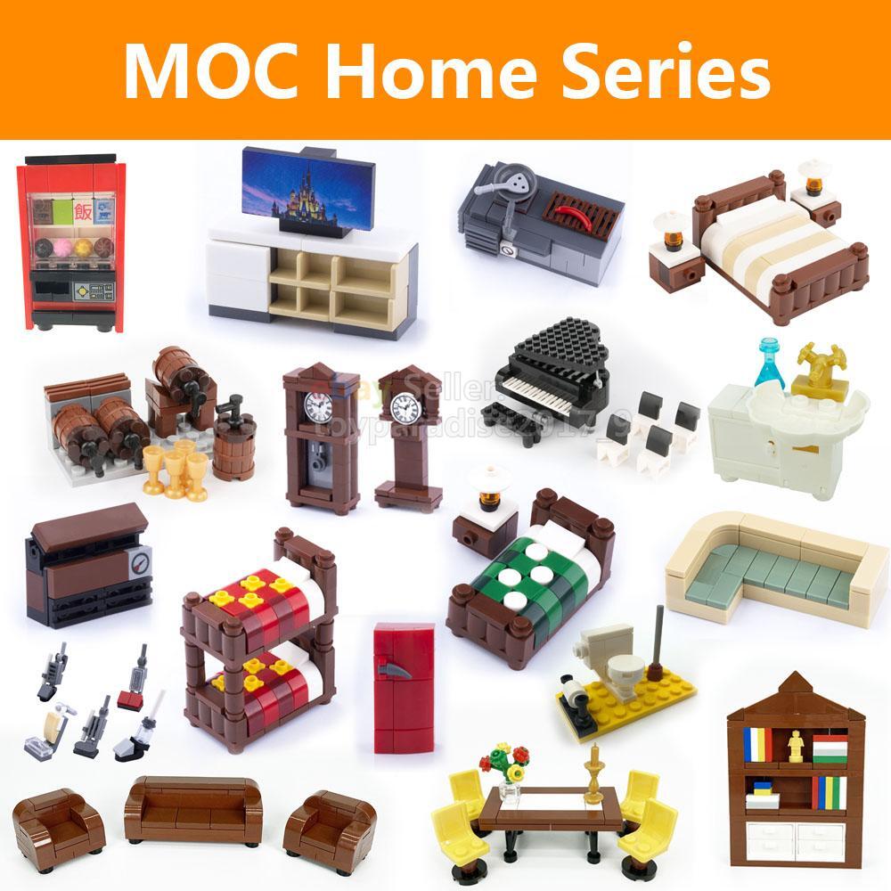 MOC City Street Room House Furniture Scene Building Blocks Bricks View Bulk DIY