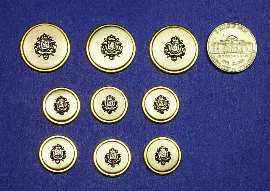 UNKNOWN BRAND REPLACEMENT BUTTONS 9 TWO-TONE SOLID METAL JACKET GOOD USED COND.