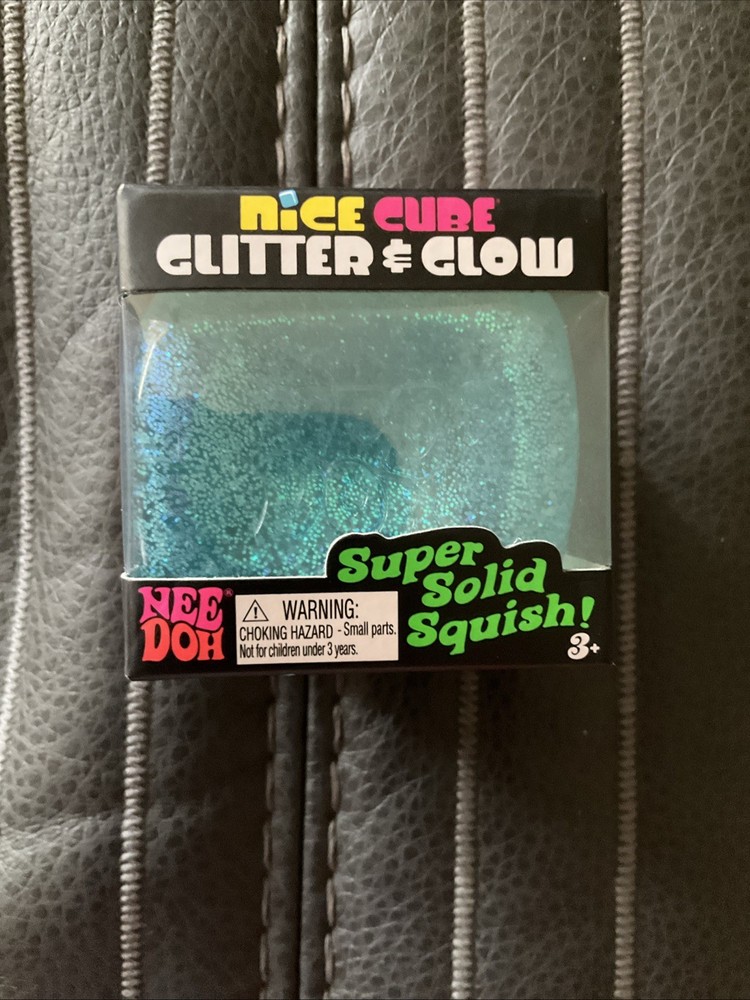 NEEDOH Nice Cube BLUE Glitter & Glow. Super Solid Squish Ice Cube