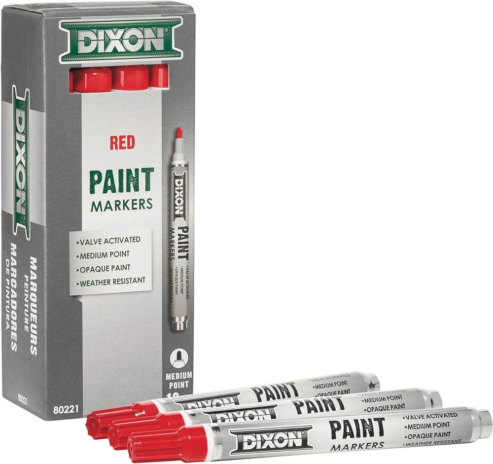 Oil-Based Red Markers, Medium Tip, 12-Pack