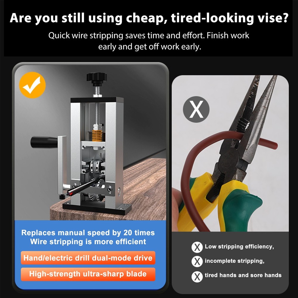 Portable Wire Stripping Machine Drill Powered Copper Cable Stripper Tool 1-25mm