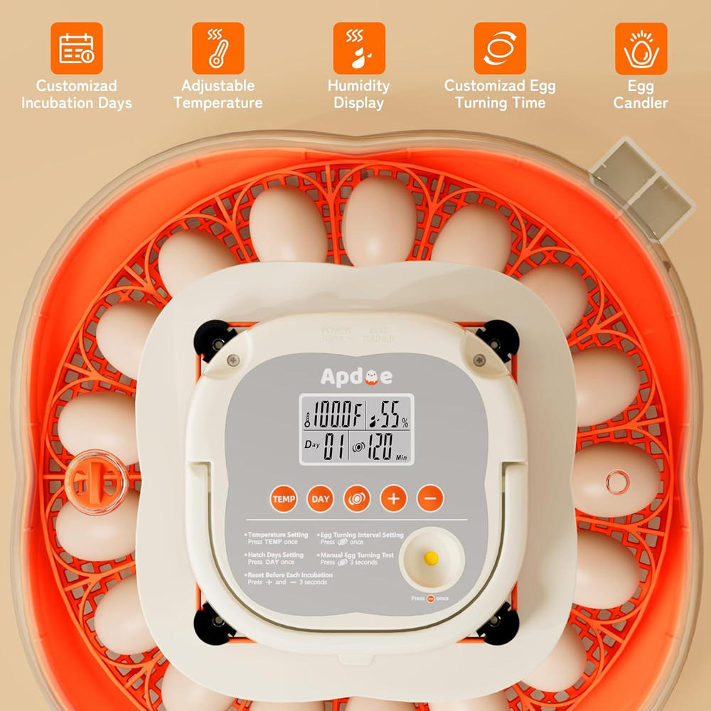 APDOE Egg Incubators for Hatching Eggs, Temperature and Humidity Control, Automa