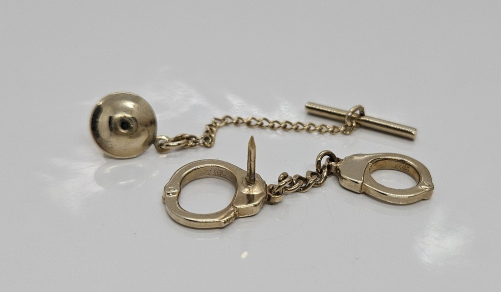 Hand Cuff Gold Tone Lapel Pin
