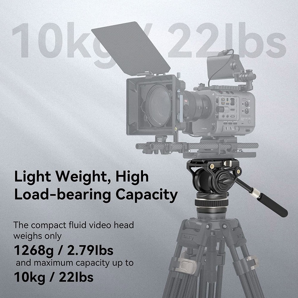 SmallRig Tripod Fluid Video Head w/Flat Base and Adjustable Handle Adjustable