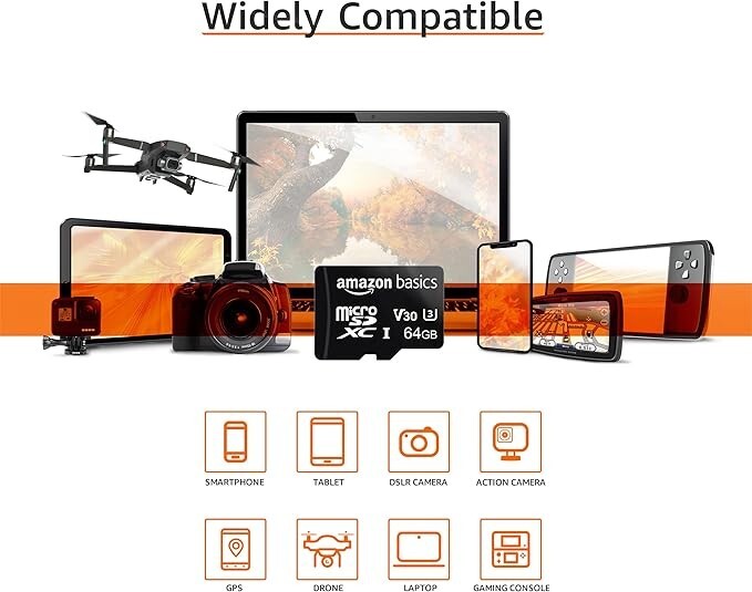 2 Amazon Basics MicroSD cards Class 10 - 64GB Memory Cards