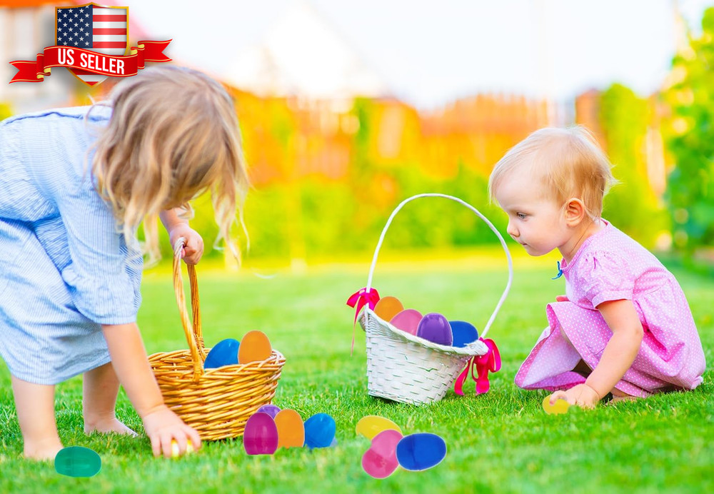 Fillable Easter Eggs with Hinge Bulk Colorful Bright Plastic Easter Eggs, Perfec