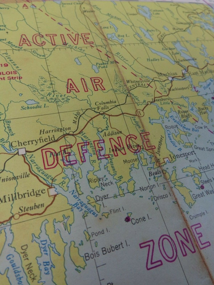WW2 (1945) "RESTRICTED" RCAF Map "ACTIVE AIR DEFENCE ZONE - OFFICIAL USE ONLY"