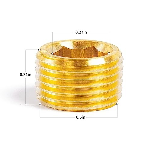 Brass Pipe Fitting Socket Pipe Plug Fitting Male 1/4" NPT Internal Hex Head