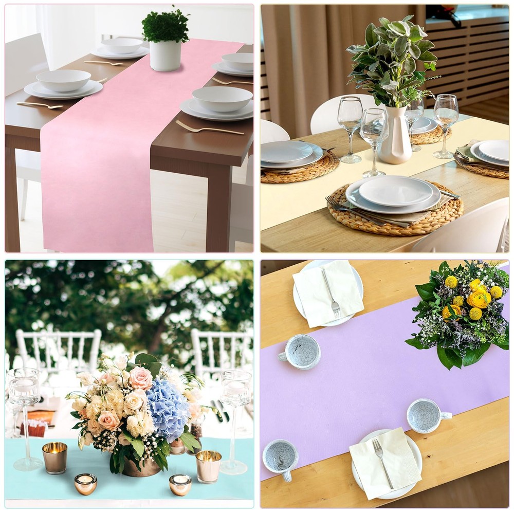 4 Pcs Easter Spring Pastel Table Runner Macaron Assorted Color Seasonal Table...