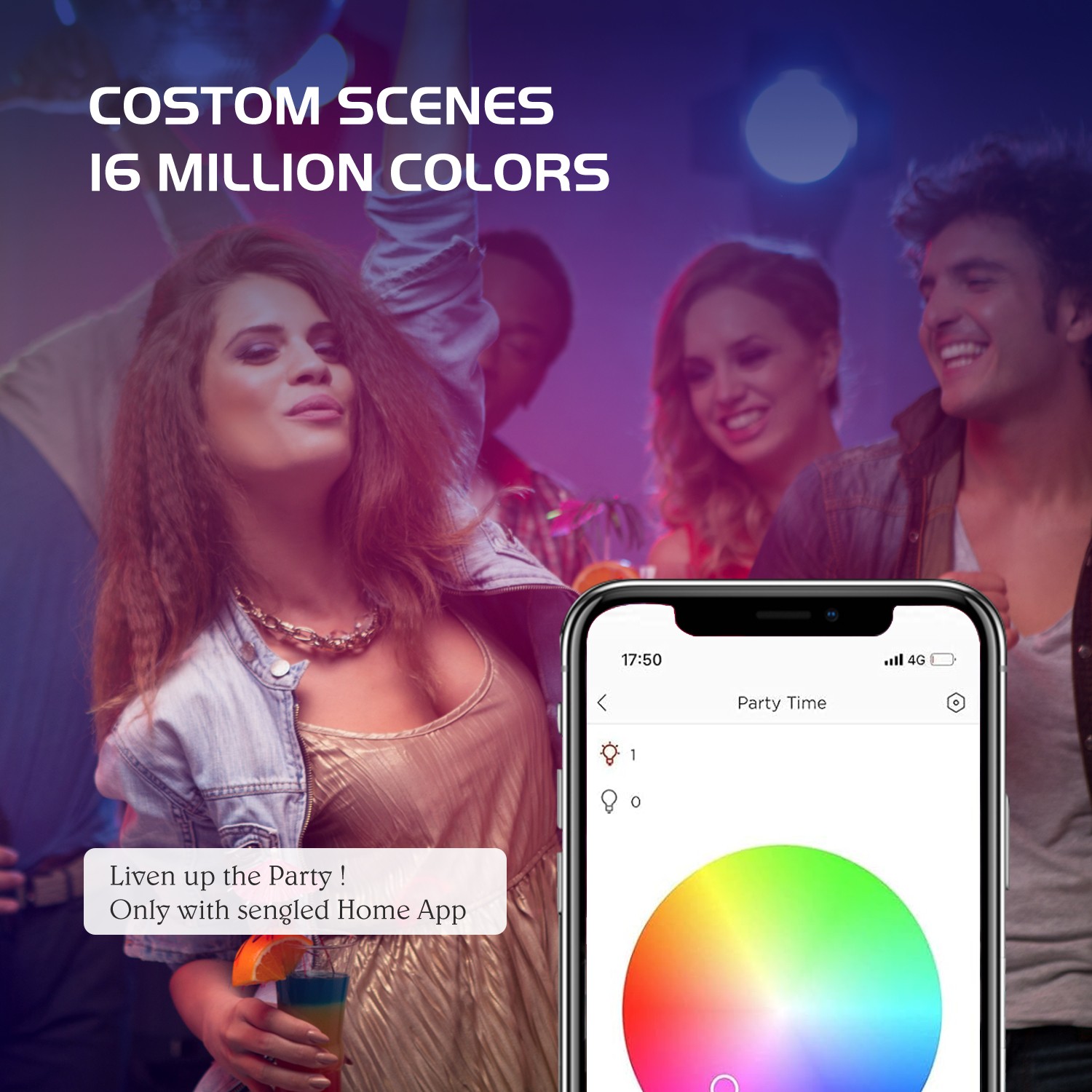 Dual Bulb: Smart (2 9W 806LM, w/ E26, Pack) Alexa/Google BT & Mode, WiFi RGBCW,