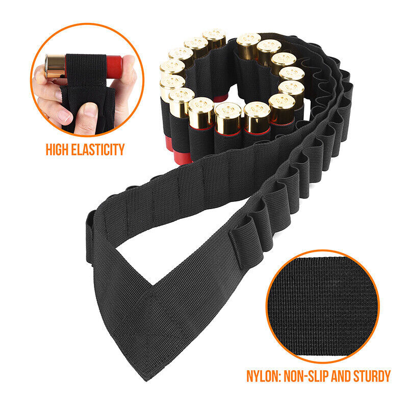 Tactical Shotgun Shell Shotshell Shoulder Ammo Bandolier Sling High Capacity 12G