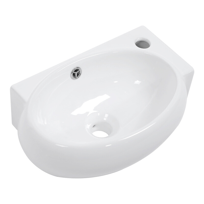 Small Wall Mount Vessel Sink Rectangle Sink White Ceramic Bathroom Sink-Right