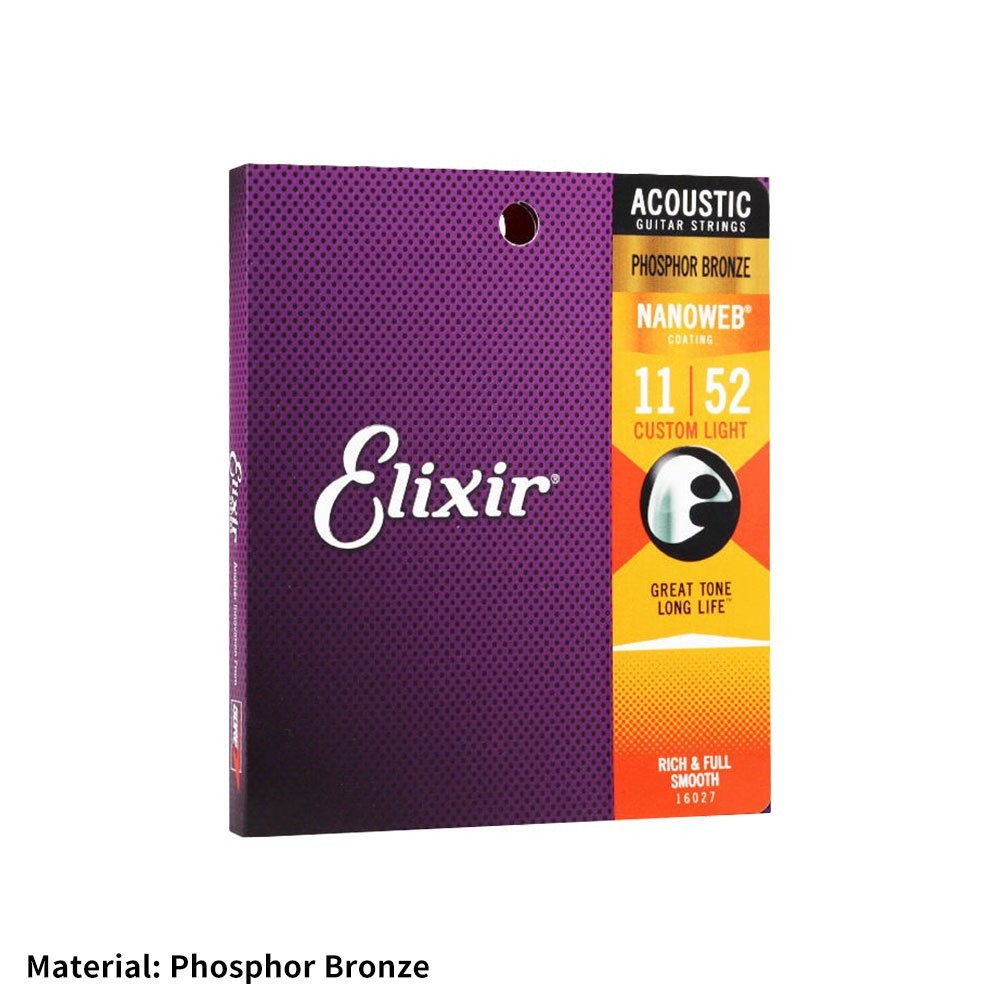 Elixir Acoustic Guitar strings Phosphor Bronze 16027 (11-52)