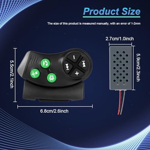 Universal Wireless Bluetooth Steering Wheel Controller for Car Stereo, Hands