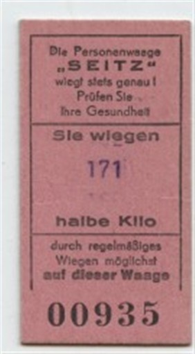 Seitz German Scale Weight Ticket 1970's