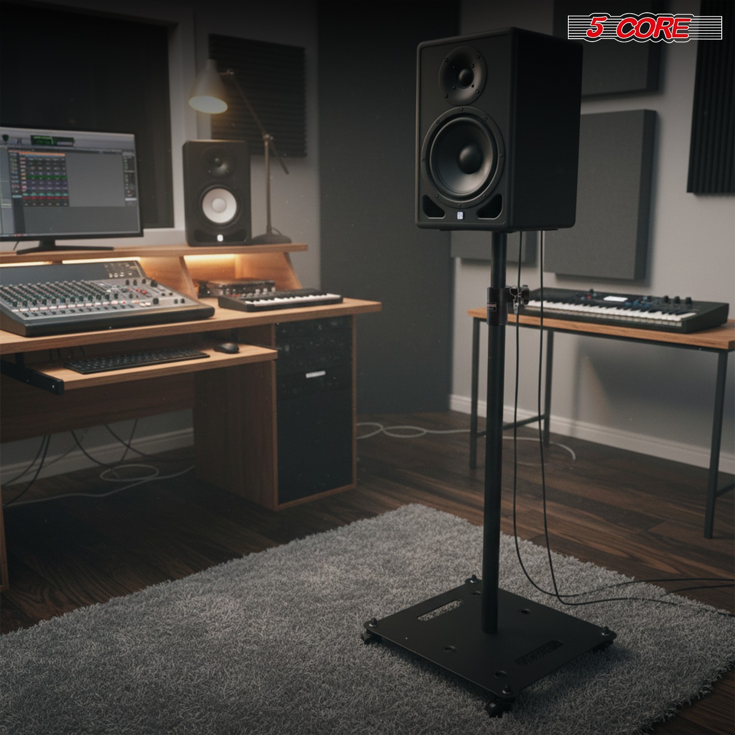 5Core Speaker Stand 2Pc Heavy Duty Adjustable Height 61" DJ PA Stands 35mm Mount