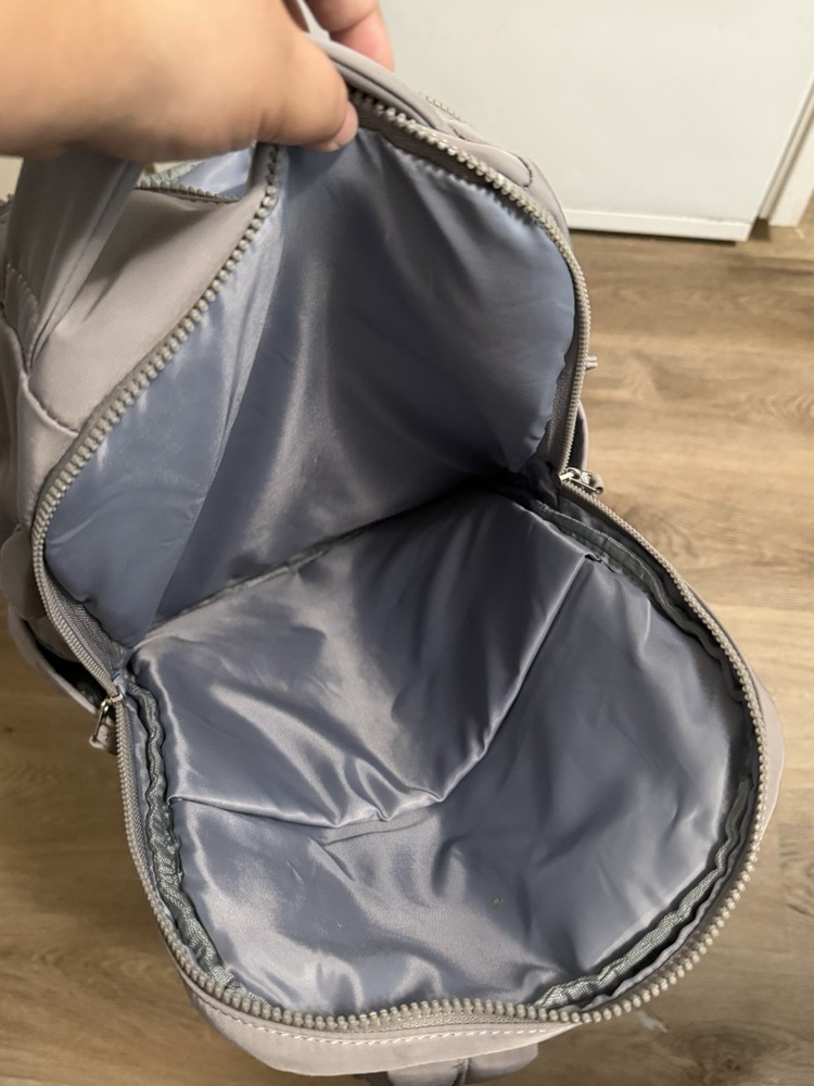 Gray Nylon Laptop Backpack with Zipper Closure, Adjustable Straps, 4 Pockets