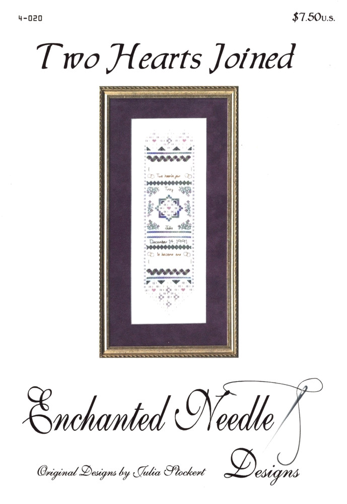 TWO HEARTS JOINED Sampler Embroidery Pattern 4-020 by Enchanted Needle Designs
