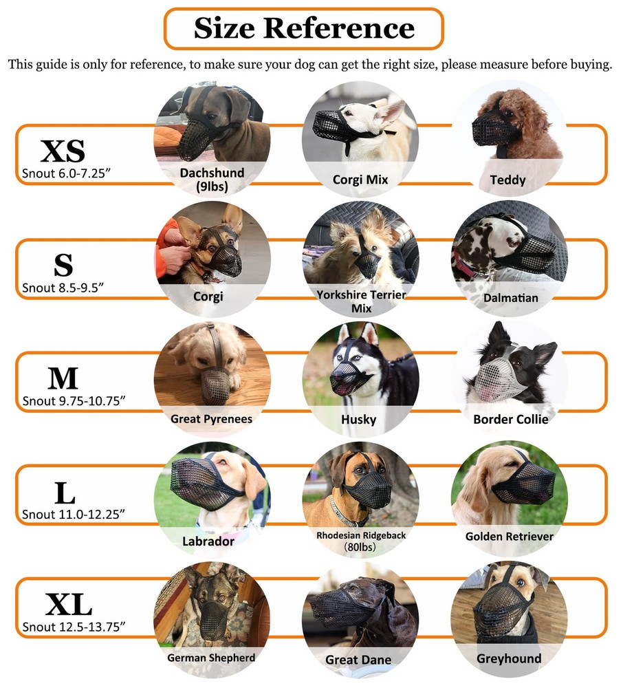 Dog Muzzle Soft Mesh Muzzle for Small Medium Large Dogs Labrador German Sheph...