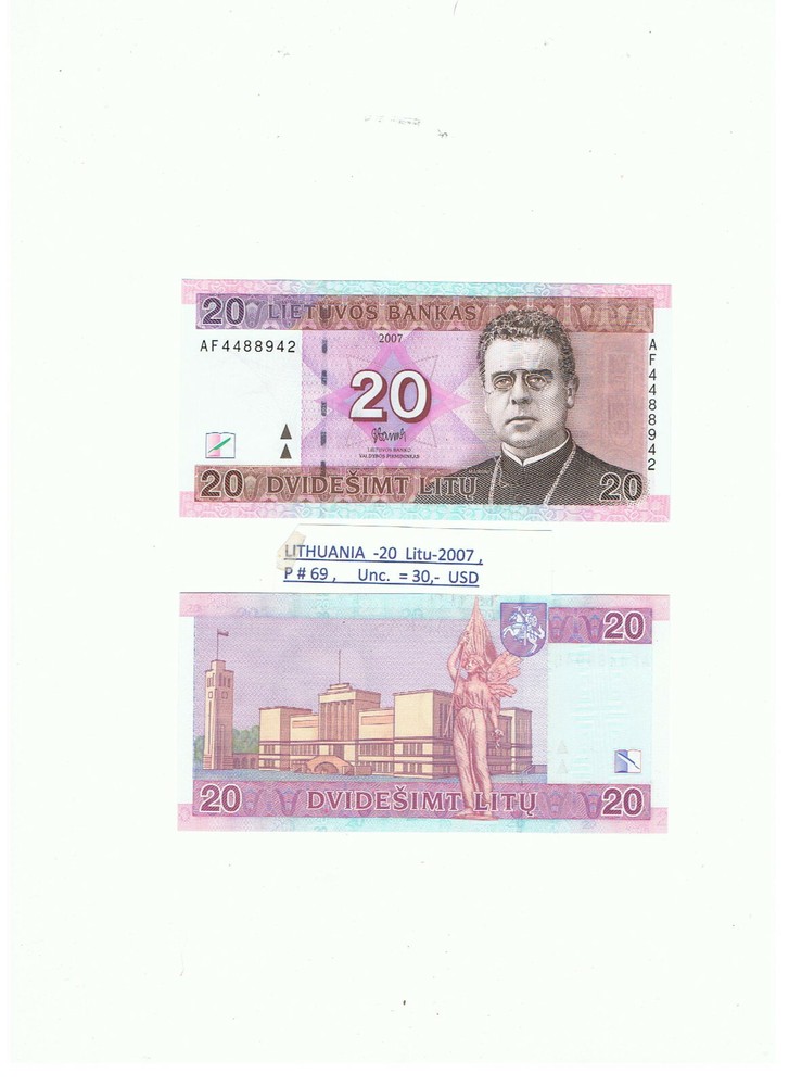 LITHUANIA - 20  LITU-2007, P #69 , UNC.