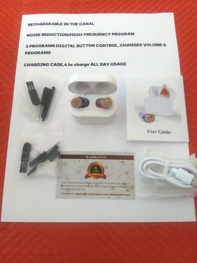 PAIR RECHARGEABLE tiny digital amplifiers 3 programs NOISE & HIGH FREQUENCY USA