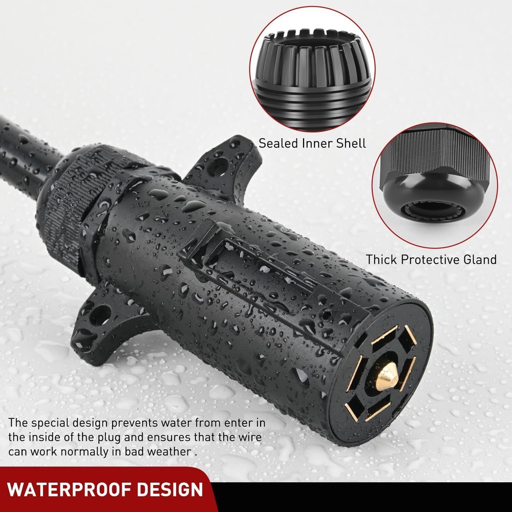 7 Pin Round RV Style Trailer Plug Connector Replacement 7 Way Plug Waterproof US