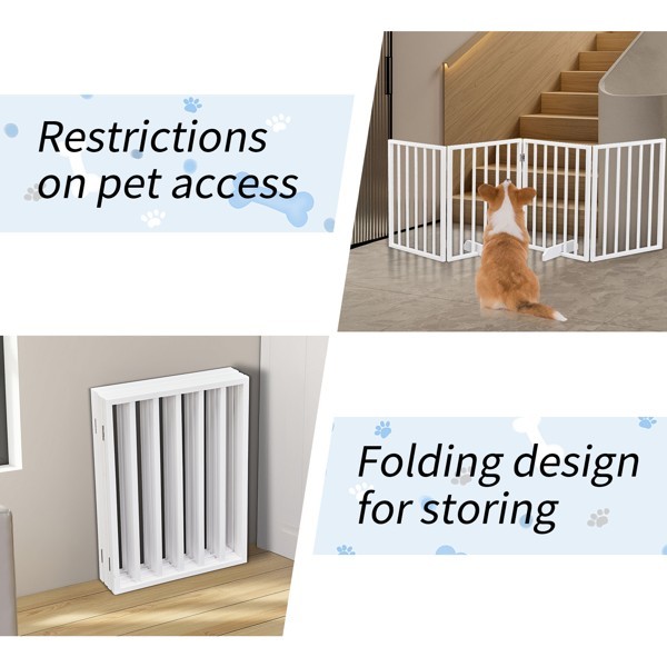 Foldable 4 Panels Dog Exercise Fence Dog Gate Doorway Pet Exercise Pens White