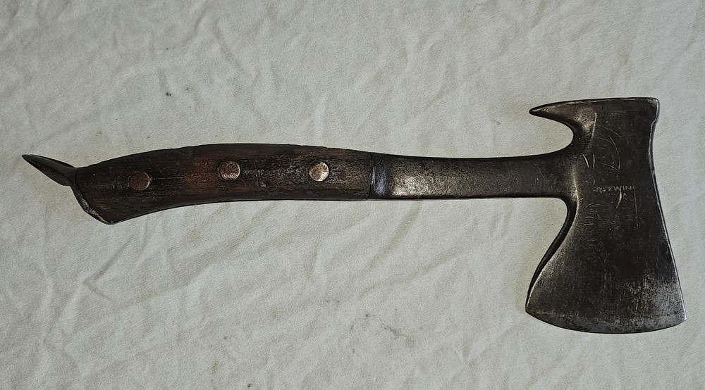 1920's antique Estwing UtilAx Trapper axe puller crate hammer 3 Rivet handle