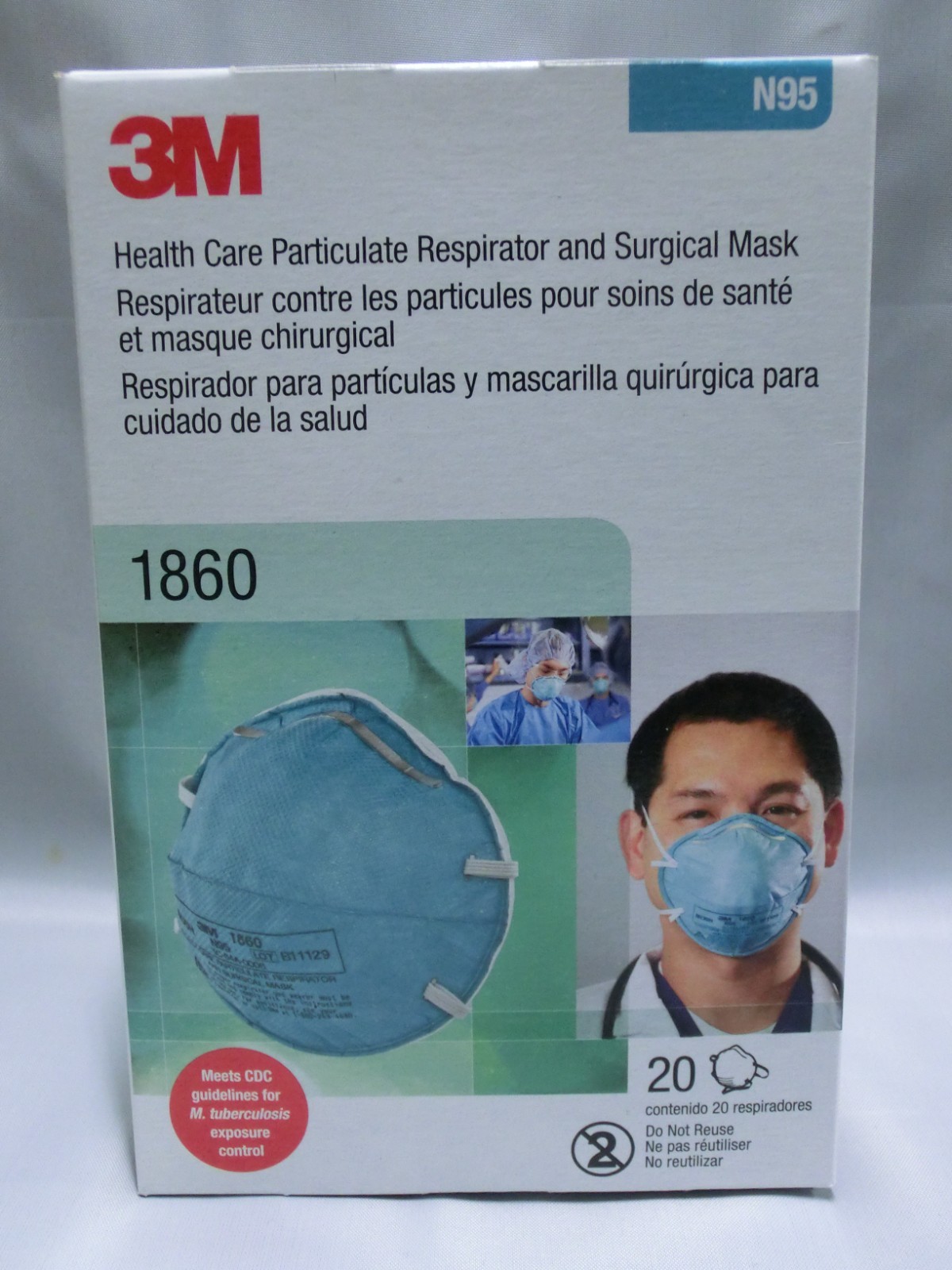 3M™ 1860 N95 Adult Face Mask Particulate Respirator - QTY 120