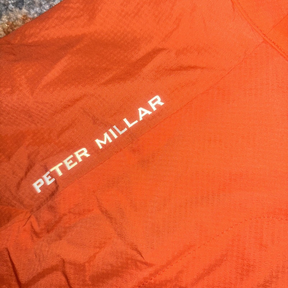 NEW Peter Millar Hyperlight Gust Windbreaker Orange Nylon golf Jacket - L $170