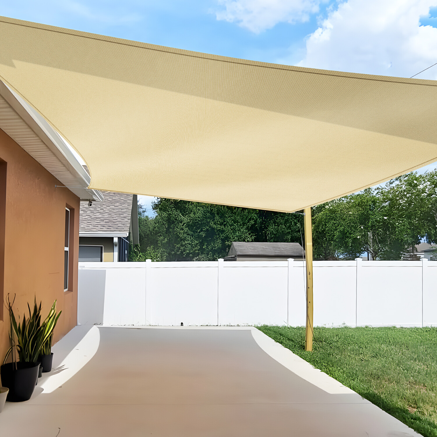 Permeable Shade Sail Patio Awning Outdoor Garden Patio Sun Canopy Shelter Cover