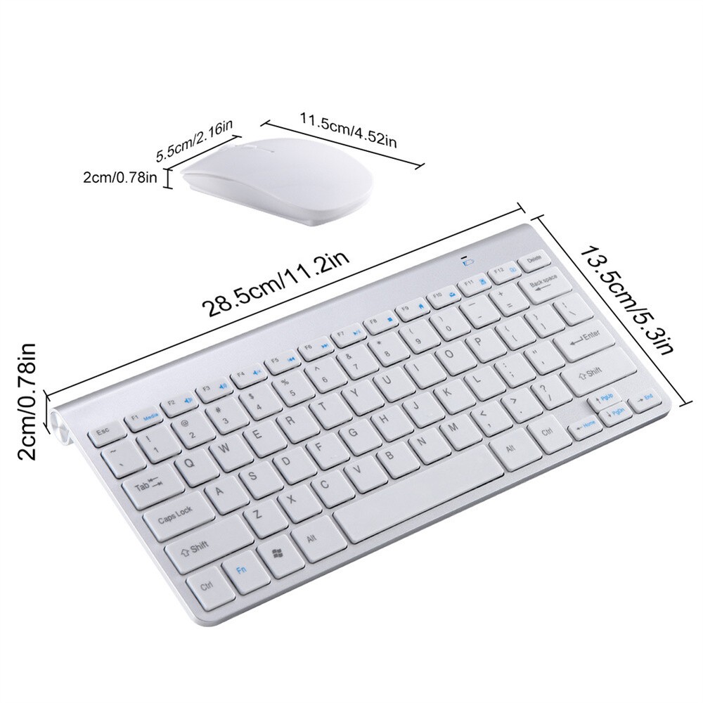 Wireless Keyboard And Mouse Set Waterproof 2.4G For Mac Apple PC Computer White