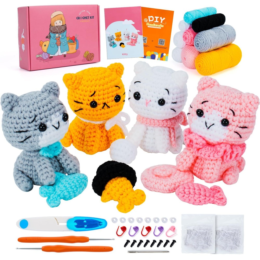 Crochet Kit for Beginners - Cat Crochet Kit with Step-by-Step Video Tutorials...
