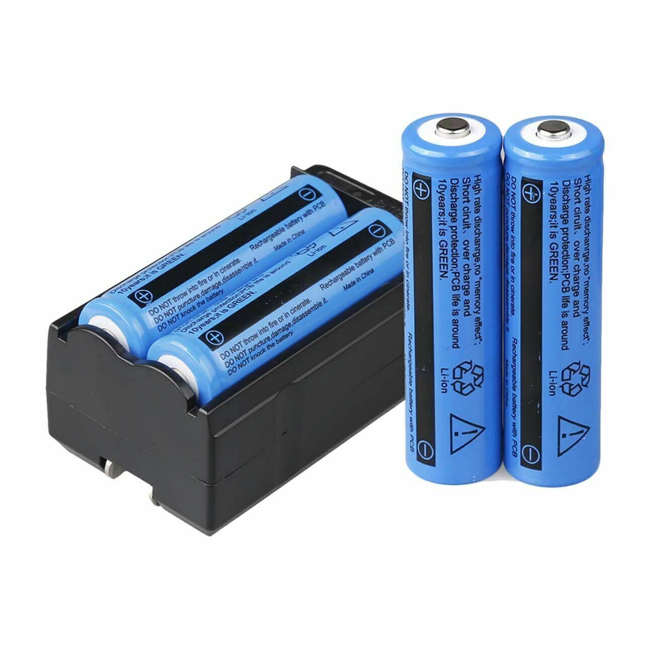 4pcs 3000mAh Batteries 3.7V Rechargeable Battery & Charger for Flashlight Torch