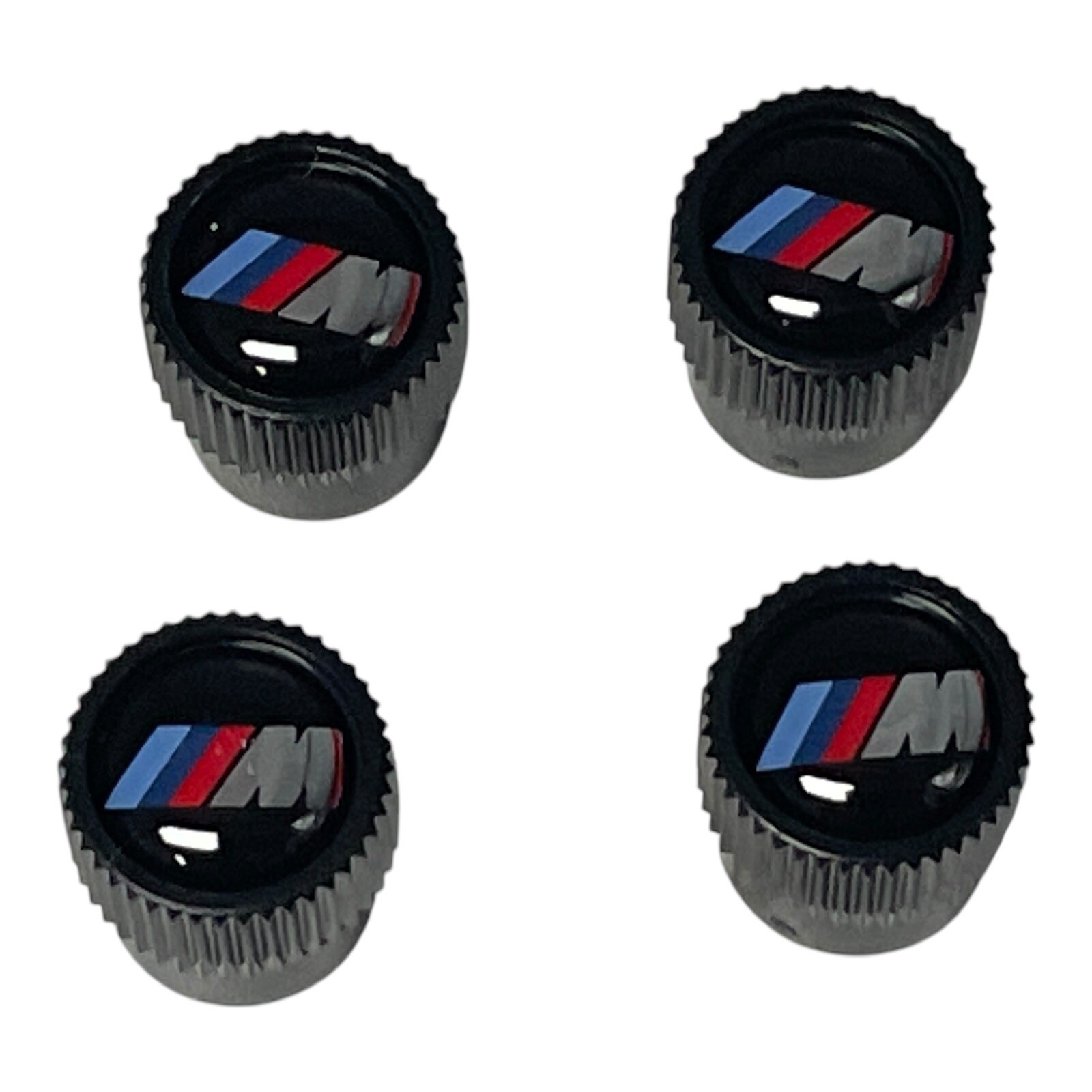 BMW M Performance Emblem Logo Black Tire Valve Stem Caps Set of 4 New