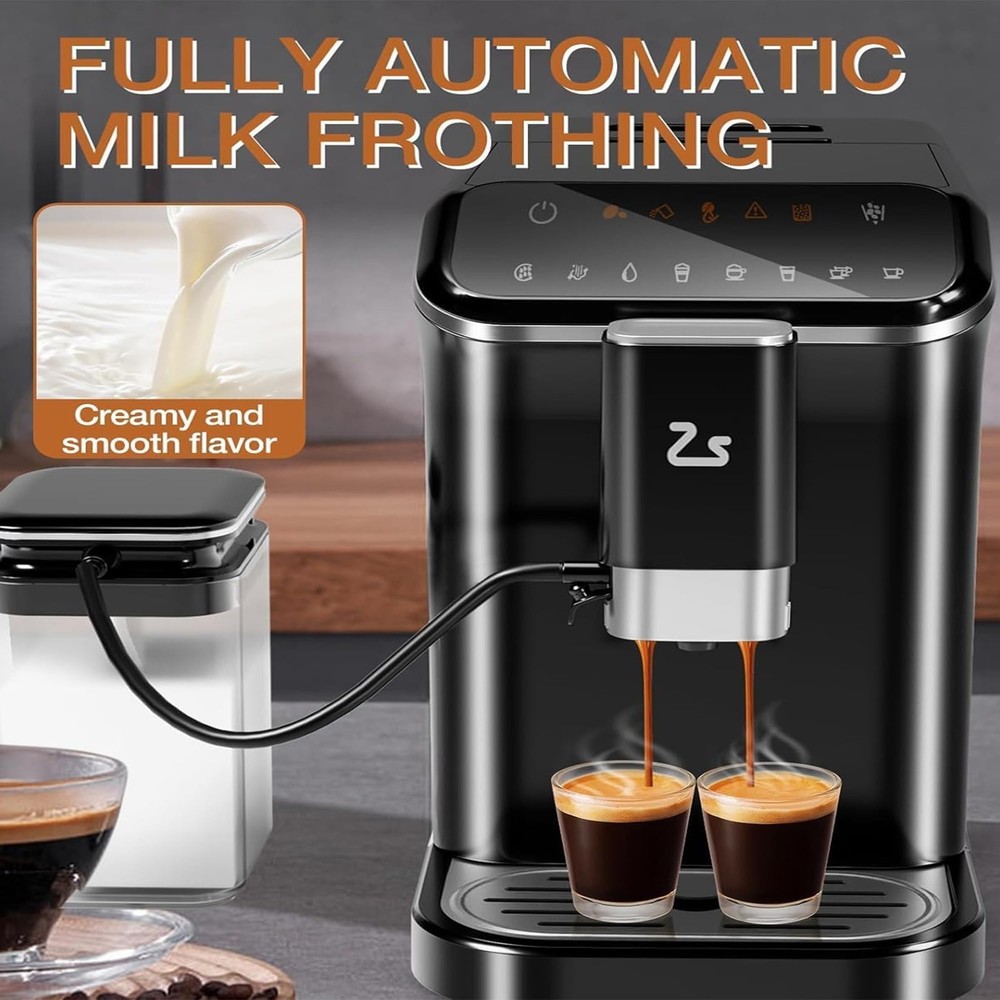 Fully Automatic Espresso Machine, 20 Bar Coffee Machine with Built-In Grinder