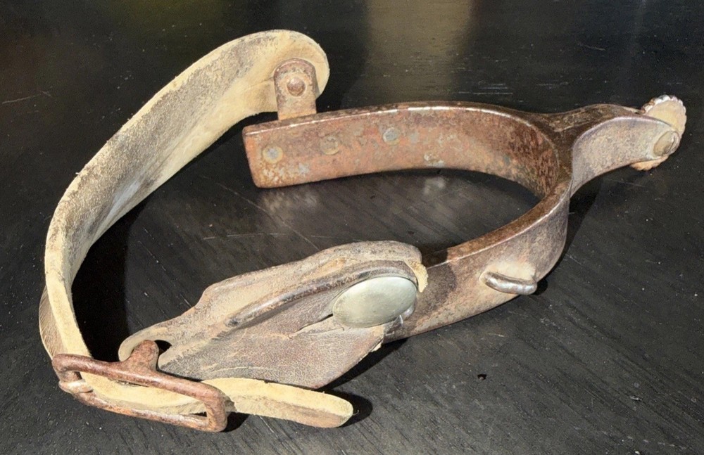 Antique Kelly Spur With Leather Strap Single Spur Only