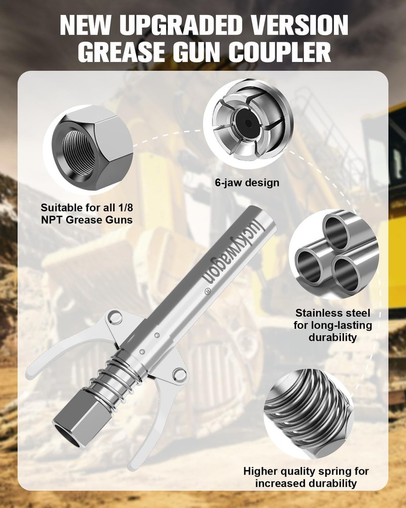 Extra Long Grease Gun Coupler Tips for Tight Spaces